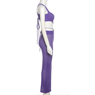 Two Piece Sets Summer Crop Top Maxi Skirt 2pcs Set Women Alodia Store