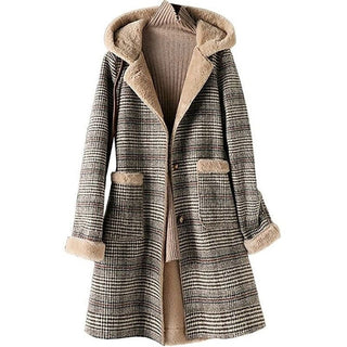 Thick Keep Warm Jacket Medium Long Hooded Wooden Coat Alodia Store