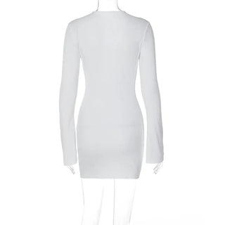 INS 2023 Spring Fall Elegant Solid V-Neck Mini Dress Sexy Bandage Alodia Store