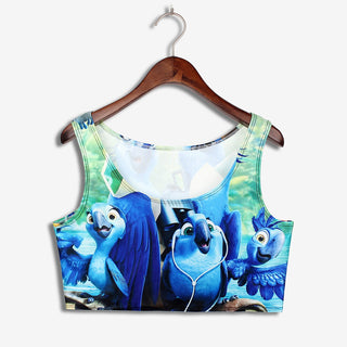 VIP FASHION Summer Sexy 3D Printed Tank Tops Crop Casual Super Short Vest Tops alodia store