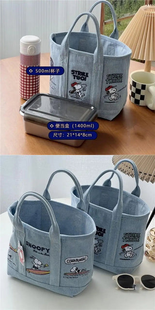 Snoopy Embroidered Denim Women's Tote Bag Cartoon Alodia Store