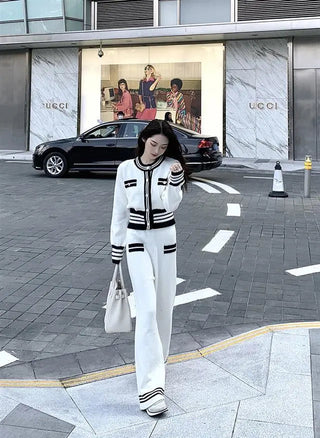 Office Loose Stretch Wide Leg Pants Two Piece Set Alodia Store