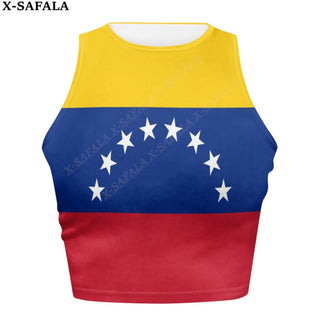Love Venezuela Country  3D Print Summer Slim Render Short Top Sexy Women Sleeveless O Croptops Tank Tops Crop Vest Streetwear ALODIA STORE