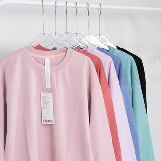Perfectly Oversized Style Women Yoga Shirts Gym Sweatshirt Fitness Sports Pullover Long Sleeve Crop Top Workout Sportswear Alodia Store