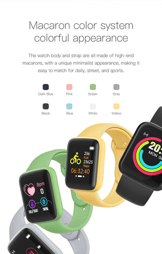 Smart Watch Kids Bluetooth Fitness Tracker Macaron Smartwatch for Men Women Blood Pressure Smart Bracelet for Android IOS Alodia Store