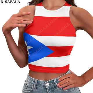Love Puerto Rico Country 3D Print Summer Slim Render Short Top Sexy Women Sleeveless O Croptops Tank Tops Crop Vest Streetwear alodia store