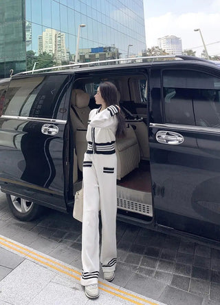 Office Loose Stretch Wide Leg Pants Two Piece Set Alodia Store