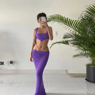 Two Piece Sets Summer Crop Top Maxi Skirt 2pcs Set Women Alodia Store