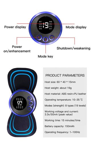 Electric EMS Neck Massager Mini Cervical Back Muscle Pain Relief Patch Stimulator Massageador Mat Portable Gel Pad Stickers Slim - Alodia Store