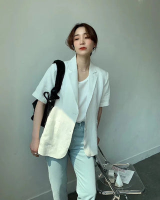 Cotton Linen Short-sleeved Coat Loose Alodia Store