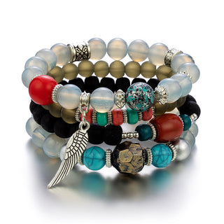 Mexico Bohemian Style Women Accessories Multi-Layer Wooden Beaded Bracelet Tree of Life Tassel Pendant Elastic Bracelet Jewelry Alodia Store