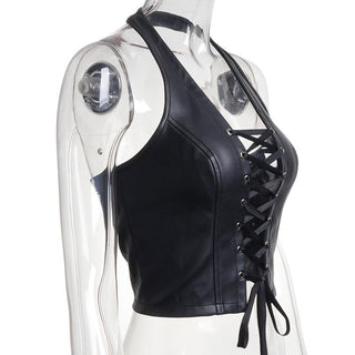 Sexy Women Leather Hollow Out Crop Vest Tops Alodia Store