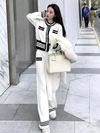 Office Loose Stretch Wide Leg Pants Two Piece Set Alodia Store