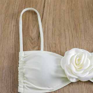 Sexy Flower Bandeau Swimwear Thong Bikini 2024 Women Alodia Store