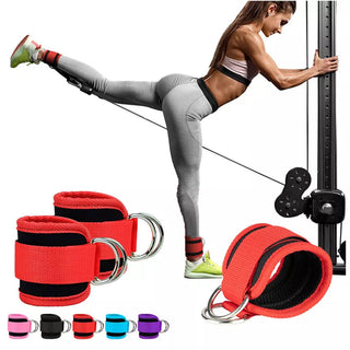 Gym Ankle Straps Double D-Ring Adjustable Neoprene Padded Cuffs Ankle Weight Leg Training Brace Support Sport Safety Abductors Alodia Store
