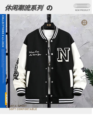 Men's Letter Printed Loose Baseball Jacket Fashion Alodia Store