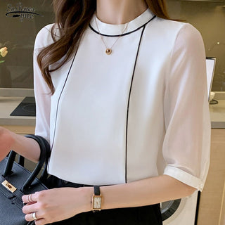 NEW SUMMER Print Chiffon Blouse Women alodia store