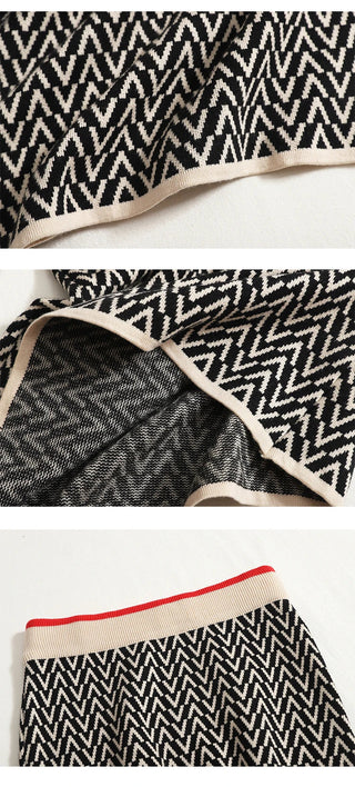 Peter Pan Collar Pullover Sweater+Women High Waist Skirt Knitted 2 Piece Set Alodia Store