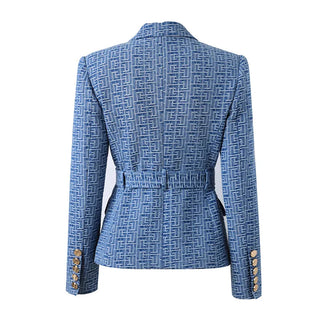 Geometric Pattern Denim Jackets Alodia Store