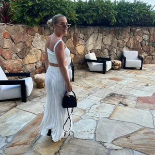 Pleated Knitted Skirt Suits For Women Long Dress Sets Summer Alodia Store