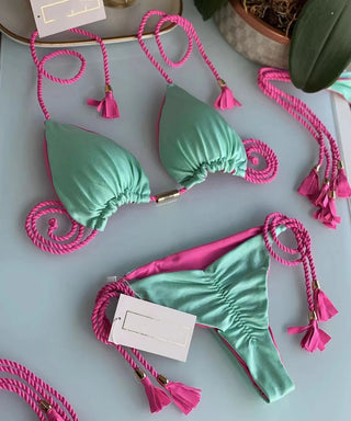 New Women Bikini Backless Rope Triangle Swimsuit Multicolor Swimsuit ALODIA STORE
