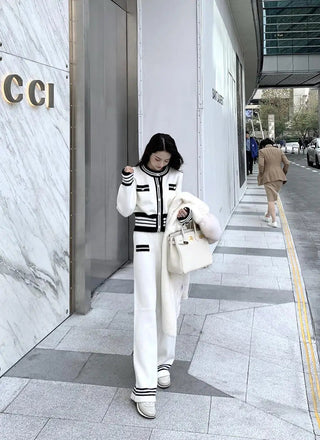 Office Loose Stretch Wide Leg Pants Two Piece Set Alodia Store