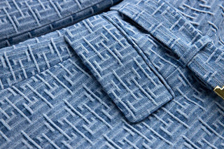 Geometric Pattern Denim Jackets Alodia Store