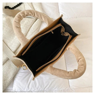 Female Square Tote Crossbody Bag Aesthetic Velour Elegant Alodia Store