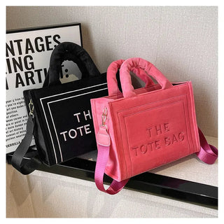 Female Square Tote Crossbody Bag Aesthetic Velour Elegant Alodia Store