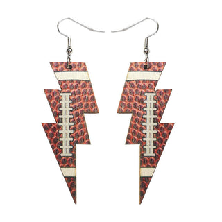 Laser Cutout Baseball Softball Sport Style Lightning Bolt Shape Wooden Dangle Earrings for Women Sproty Wood Charms Jewelry Alodia Store