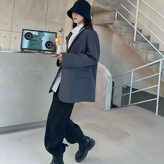 Long Sleeve Loose Suit Coat Woman Alodia Store