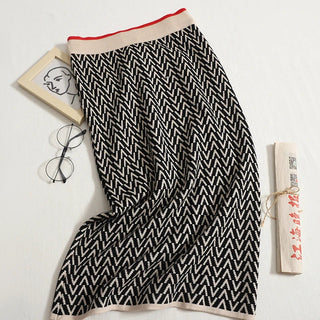 Peter Pan Collar Pullover Sweater+Women High Waist Skirt Knitted 2 Piece Set Alodia Store