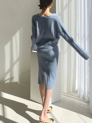 Two Piece Sets Womens Outifits Autumn/Winter Solid Knitted Cardigan sexy Alodia Store