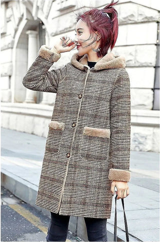 Thick Keep Warm Jacket Medium Long Hooded Wooden Coat Alodia Store