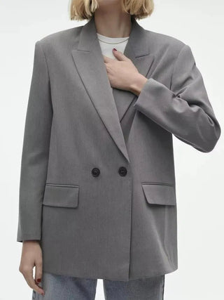 Fashion Suit Lapel Loose Double Breasted Blazer Alodia Store