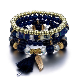 Mexico Bohemian Style Women Accessories Multi-Layer Wooden Beaded Bracelet Tree of Life Tassel Pendant Elastic Bracelet Jewelry Alodia Store