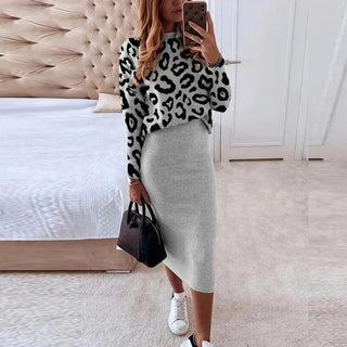 Autumn Winter Women's Knitted Sweater Skirt Two Piece Set Women Alodia Store