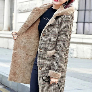 Thick Keep Warm Jacket Medium Long Hooded Wooden Coat Alodia Store