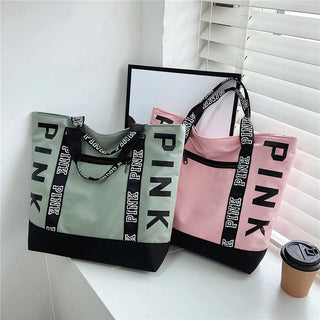 Pink Letter Graphic Tote Handbags Woman - Alodia Store