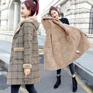 Thick Keep Warm Jacket Medium Long Hooded Wooden Coat Alodia Store