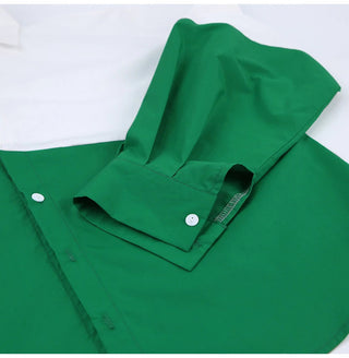 MiuKoMiYa Spring 2022 Womens Shirt Lapel Stitching Green Shirt Top Women LongSleeve White Top Cotton Shirt Alodia Store