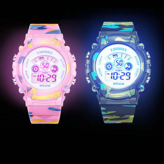 Luminous Camouflage Kids Watches LED Colorful Flash Digital Waterproof Alarm for Boys Girls Anti-seismic Creative Children Clock Alodia Store