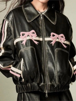Fashion Zipper Polo-neck Tops Sweet Cool Personal Street Vintage Oversized Coats Alodia Store
