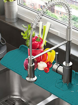 Silicone Faucet Mat Faucet Water Catcher Mat Kitchen Faucet Sink Splash Guard Sink Draining Pad Behind Faucet Drip Protector Alodia Store