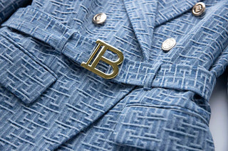 Geometric Pattern Denim Jackets Alodia Store