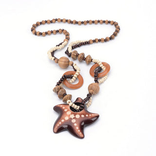 Boho Jewelry Ethnic Style Long Hand Made Bead Wood Elephant Pendant Necklace Sweater Chain For Women Fashion Neck Jewelry Gift Alodia Store