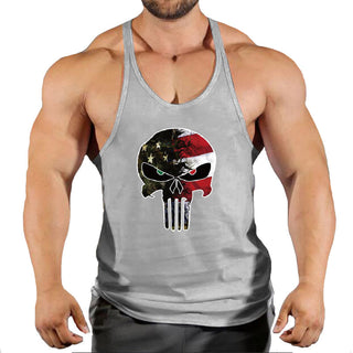 Skull Fitness Clothing Bodybuilding Shirt Men Top Fitness Sleeveless Sweatshirt Gym T-shirts Suspenders Man Men's Vest Stringer Alodia Store
