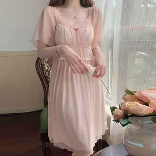 Long-sleeved Sexy Lace Home Clothes Night Gown Sleep Dress Alodia Store
