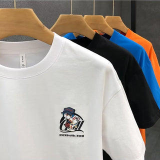 Summer Men's Cotton T-shirt Japan Men's Cool cartoon Short Sleeve Tops High Quality White T Shirt O-neck Tee Shirt Men Clothing alodia store