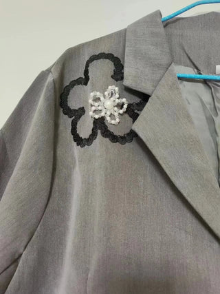 Three-dimensional flower embroidery suit Alodia Store